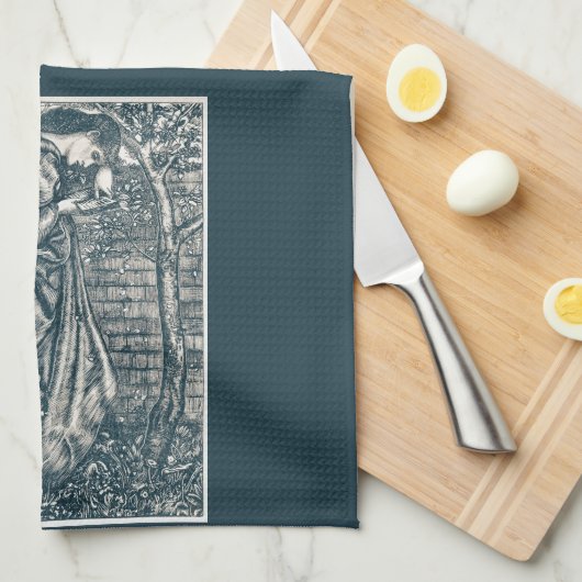 Die Frau liest im Garten Geschirrtuch (Viertel Falte)