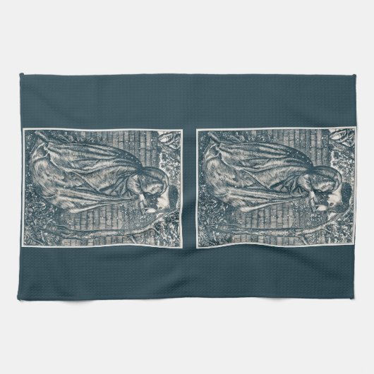 Die Frau liest im Garten Geschirrtuch (Horizontal)