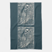 Die Frau liest im Garten Geschirrtuch (Vertikal)