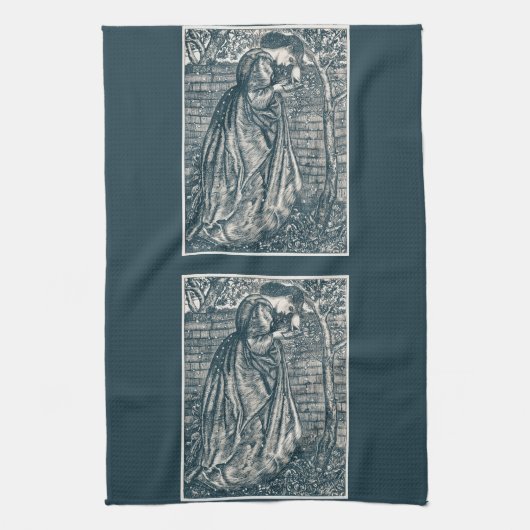 Die Frau liest im Garten Geschirrtuch (Vertikal)