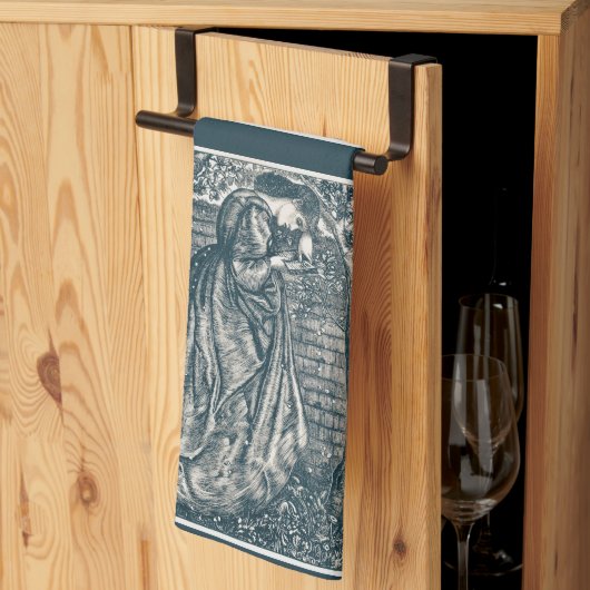 Die Frau liest im Garten Geschirrtuch (Drittel gefaltet)