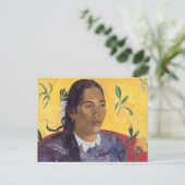 Die Frau mit der Blume - Paul Gauguin Postkarte (Stehend Vorderseite)