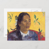 Die Frau mit der Blume - Paul Gauguin Postkarte (Vorne/Hinten)