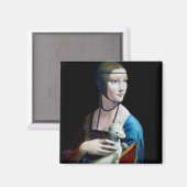 Die Frau mit einem Ermine, Leonardo da Vinci Magnet (Vorderseite/Rückseite)