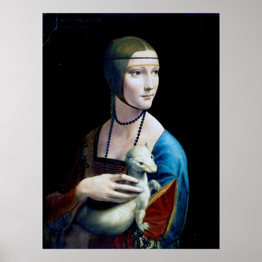 Die Frau mit einem Ermine, Leonardo da Vinci Poster (Vorne)
