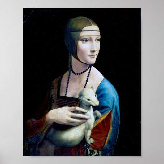 Die Frau mit einem Ermine, Leonardo da Vinci Poster (Vorne)