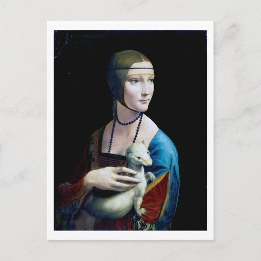 Die Frau mit einem Ermine, Leonardo da Vinci Postkarte (Vorderseite)