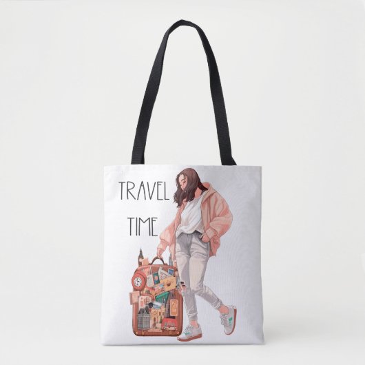"Die Frau mit Gepäck: Reisezeit" Tasche (Vorderseite)