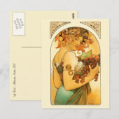Die Frau mit Obst von Mucha Postkarte (Vorne/Hinten)