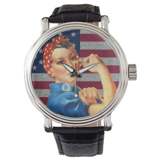 Die Frau Retro Rosie die Riveter Watch Armbanduhr (Vorderseite)
