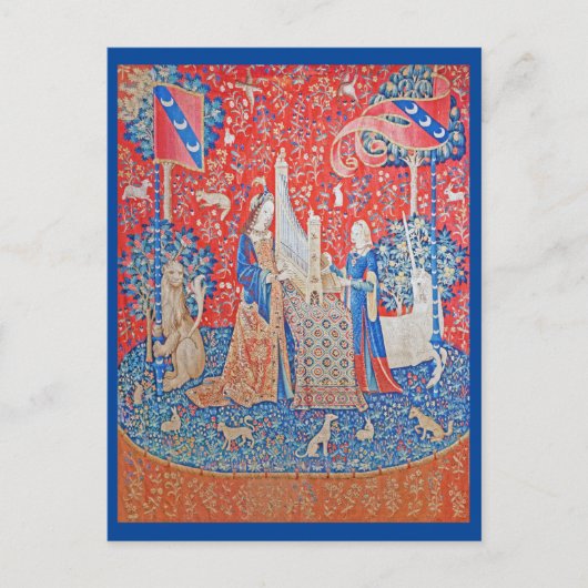 Die Frau und das Einhorn / Anhörung Postkarte (Vorderseite)