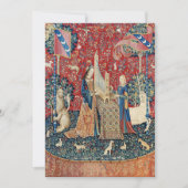 Die Frau und das Einhorn, hörend Dankeskarte (Vorderseite)