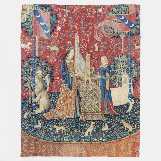 Die Frau und das Einhorn, hörend Fleecedecke (Vorderseite)