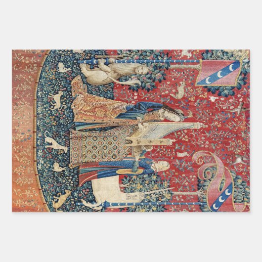 Die Frau und das Einhorn, hörend Geschenkpapier Set (Vorderseite 2)