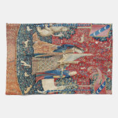 Die Frau und das Einhorn, hörend Geschirrtuch (Horizontal)