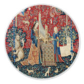 Die Frau und das Einhorn, hörend Keramikknauf (Vorderseite)