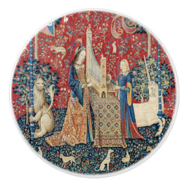 Die Frau und das Einhorn, hörend Keramikknauf