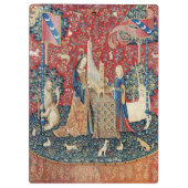 Die Frau und das Einhorn, hörend Klemmbrett (Rückseite)