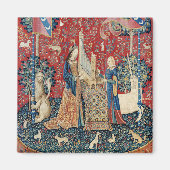 Die Frau und das Einhorn, hörend Magnet (Vorne)