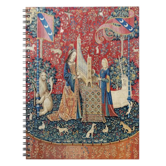 Die Frau und das Einhorn, hörend Notizblock (Vorderseite)