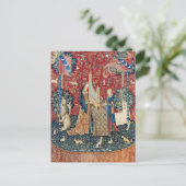 Die Frau und das Einhorn, hörend Postkarte (Stehend Vorderseite)