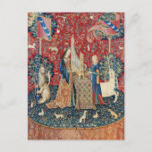 Die Frau und das Einhorn, hörend Postkarte (Vorderseite)