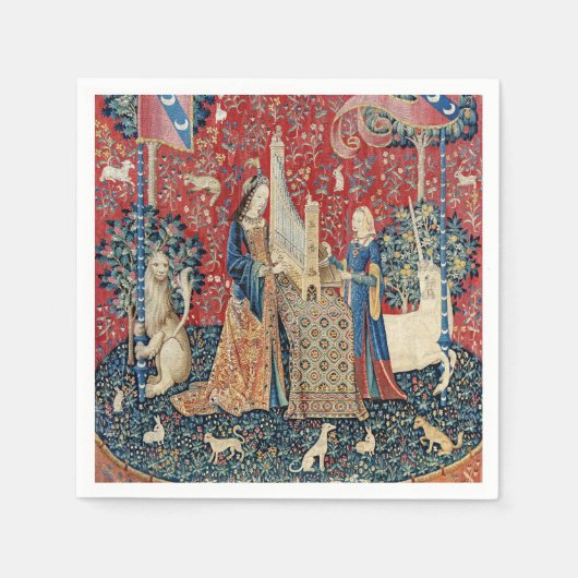 Die Frau und das Einhorn, hörend Serviette (Vorderseite)