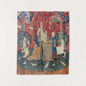 Die Frau und das Einhorn, hörend Wandteppich (Vorderseite)
