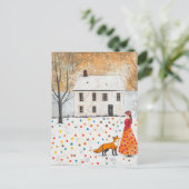 Die Frau und der Rotfuchs Postkarte (Stehend Vorderseite)