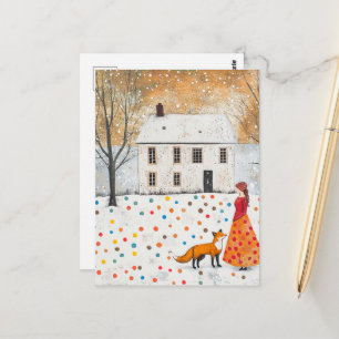 Die Frau und der Rotfuchs Postkarte