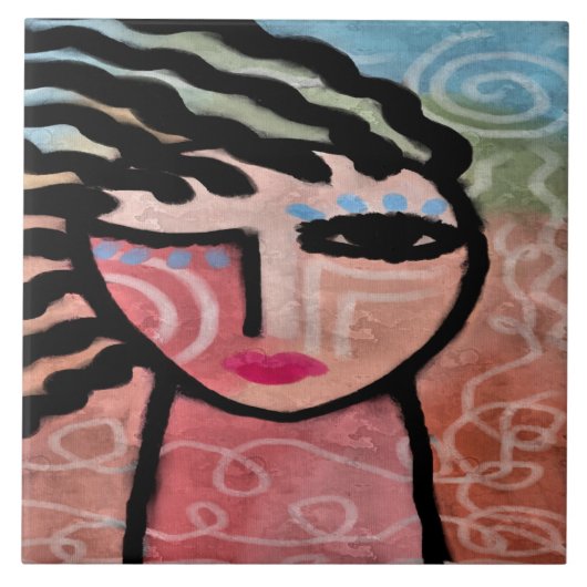 Die Frau und die Abstrakte digitale Malerei der So Fliese (Vorderseite)