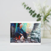 Die Frau und die Katze Postkarte (Stehend Vorderseite)