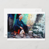 Die Frau und die Katze Postkarte (Vorne/Hinten)