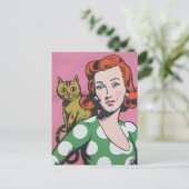 Die Frau und ihre Katze Postkarte (Stehend Vorderseite)