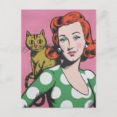 Die Frau und ihre Katze Postkarte (Vorderseite)