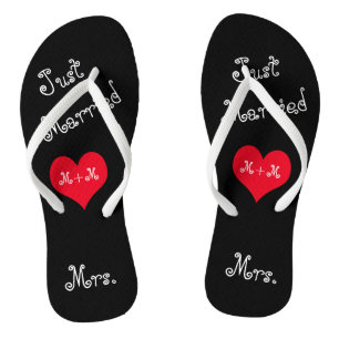 Die Frau von Mr. & Mrs. Just Married Flip Flops Badesandalen