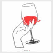 Die Frauen halten Weinglas-Kunst in Händen Aufkleber (Blatt)