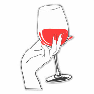 Die Frauen halten Weinglas-Kunst in Händen Aufkleber