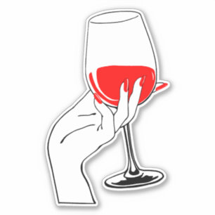 Die Frauen halten Weinglas-Kunst in Händen Aufkleber