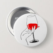 Die Frauen halten Weinglas-Kunst in Händen Button (Vorne & Hinten)