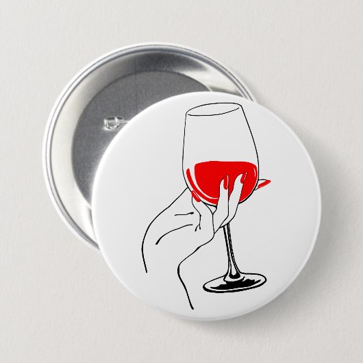 Die Frauen halten Weinglas-Kunst in Händen Button (Vorne & Hinten)