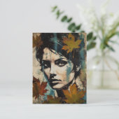 Die Frauen sehen sich der Leaf Collage gegenüber Postkarte (Stehend Vorderseite)