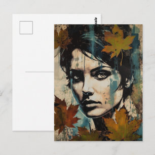 Die Frauen sehen sich der Leaf Collage gegenüber Postkarte