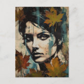 Die Frauen sehen sich der Leaf Collage gegenüber Postkarte (Vorderseite)