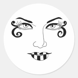 Die Frauen sehen sich lustigen Make-up-Originalkun Runder Aufkleber