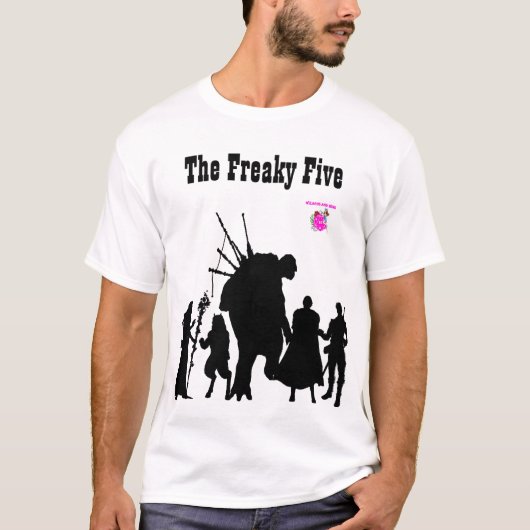 Die Freaky Five in schwarzer Silhouette auf Weiß T-Shirt (Vorderseite)