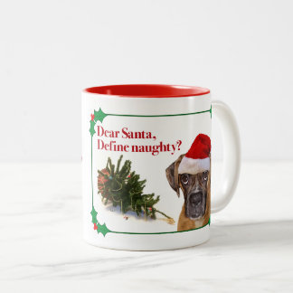 Die freche Boxer-Feiertags-Tasse Zweifarbige Tasse
