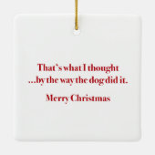 Die freche Katzen-Weihnachtsquadrat-Verzierung Keramikornament (Rückseite)