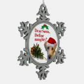 Die freche Labrador-Zinn-Verzierung Schneeflocken Zinn-Ornament (Links)