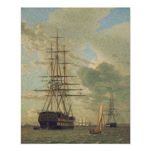 Die Fregatte auf Reede vor Anker Poster (Vorderseite)